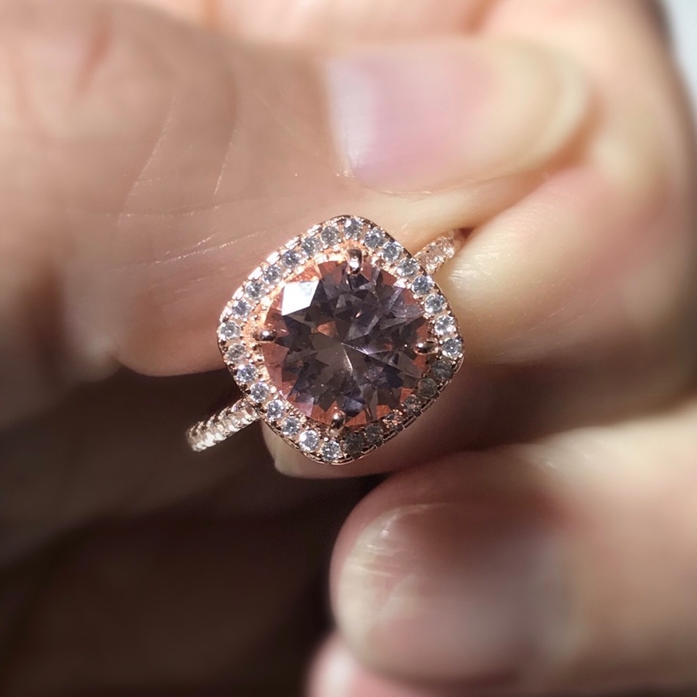 Pink Morganite Rose Gold Sterling Silver Ring